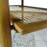 Wilhelm Knoll Side or Coffee Table with Lower Shelf in Woven Cane, Germany 1950s