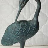 Bronze crane sculpture