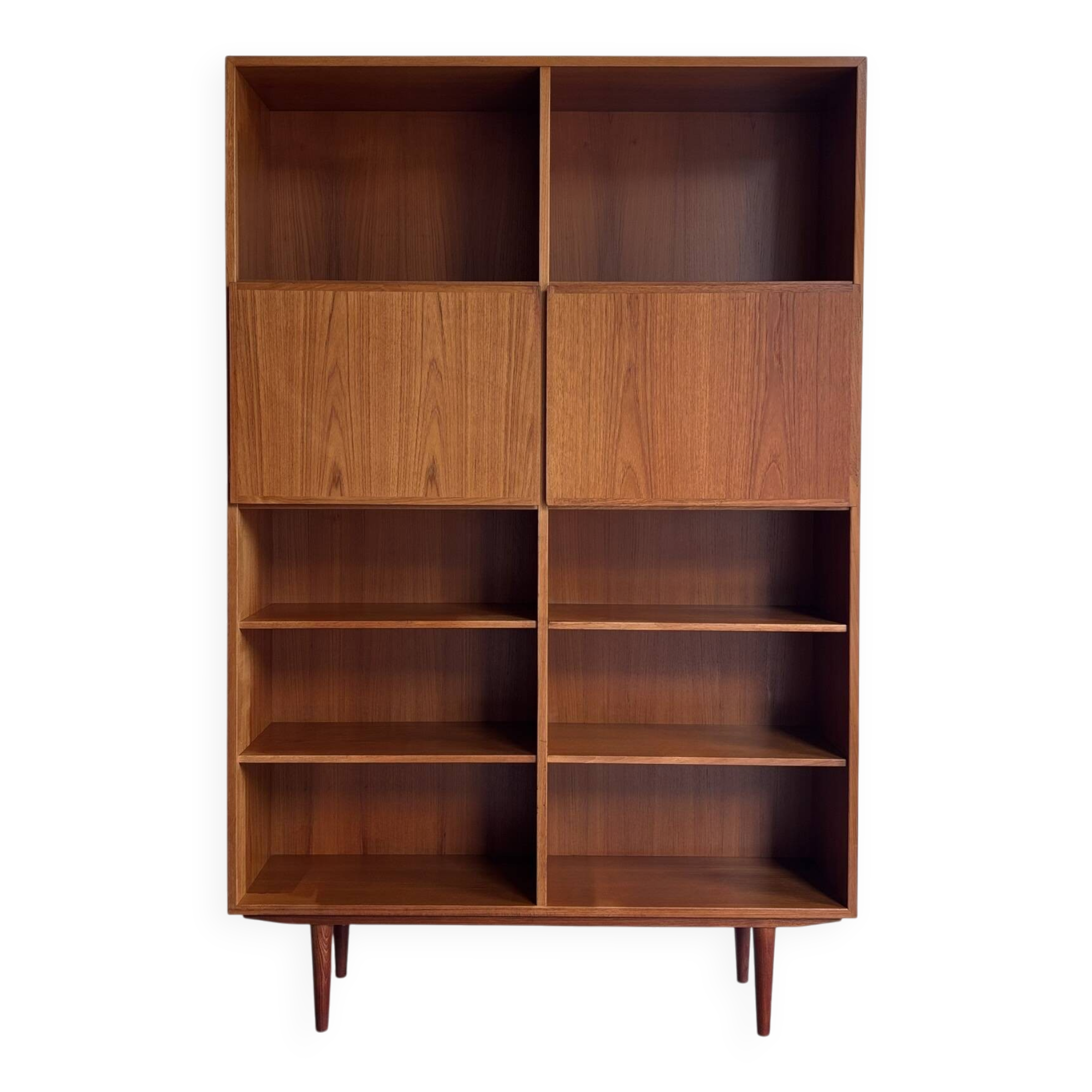 Vintage high bookcase teak Omann Jun