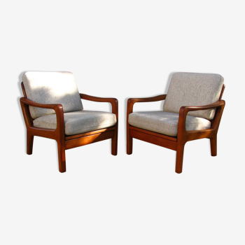 Set of 2 Danish teak lounge chairs by Juul Kristensen 1960