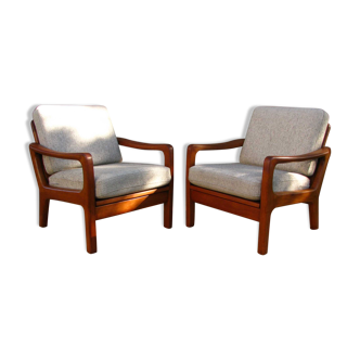 Set of 2 Danish teak lounge chairs by Juul Kristensen 1960