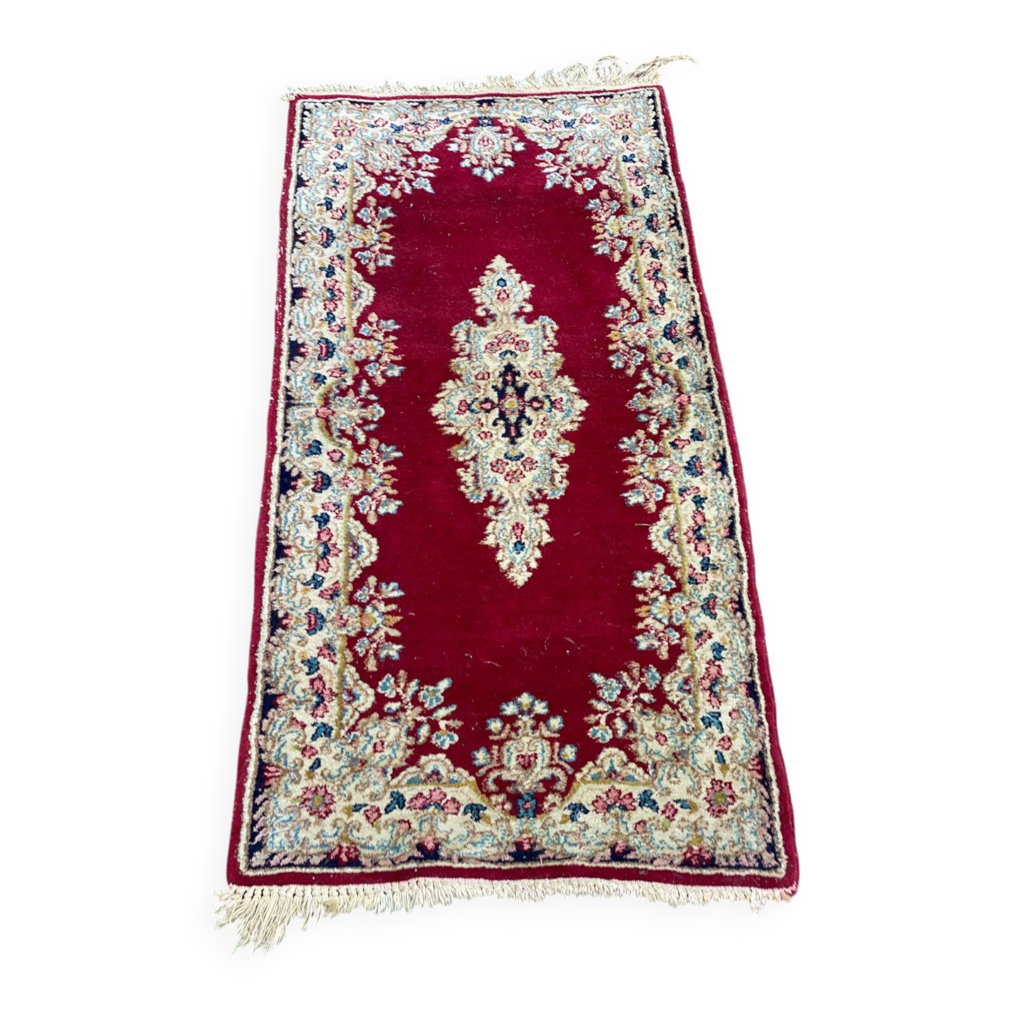 Handmade red Persian wool rug 60x135cm