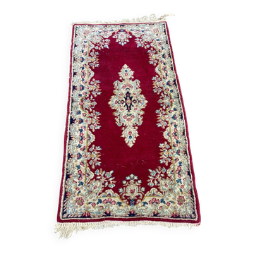 Handmade red Persian wool rug 60x135cm