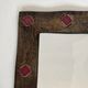 Ceramic Framed Mirror in Bronze with Red Cabochons. French Work.