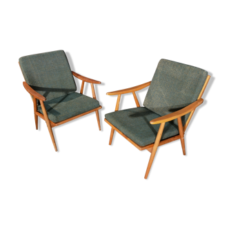 Pair of Ton Thonet Boomerang  chairs