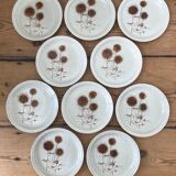 Series of 10 Sarreguemines dessert plates