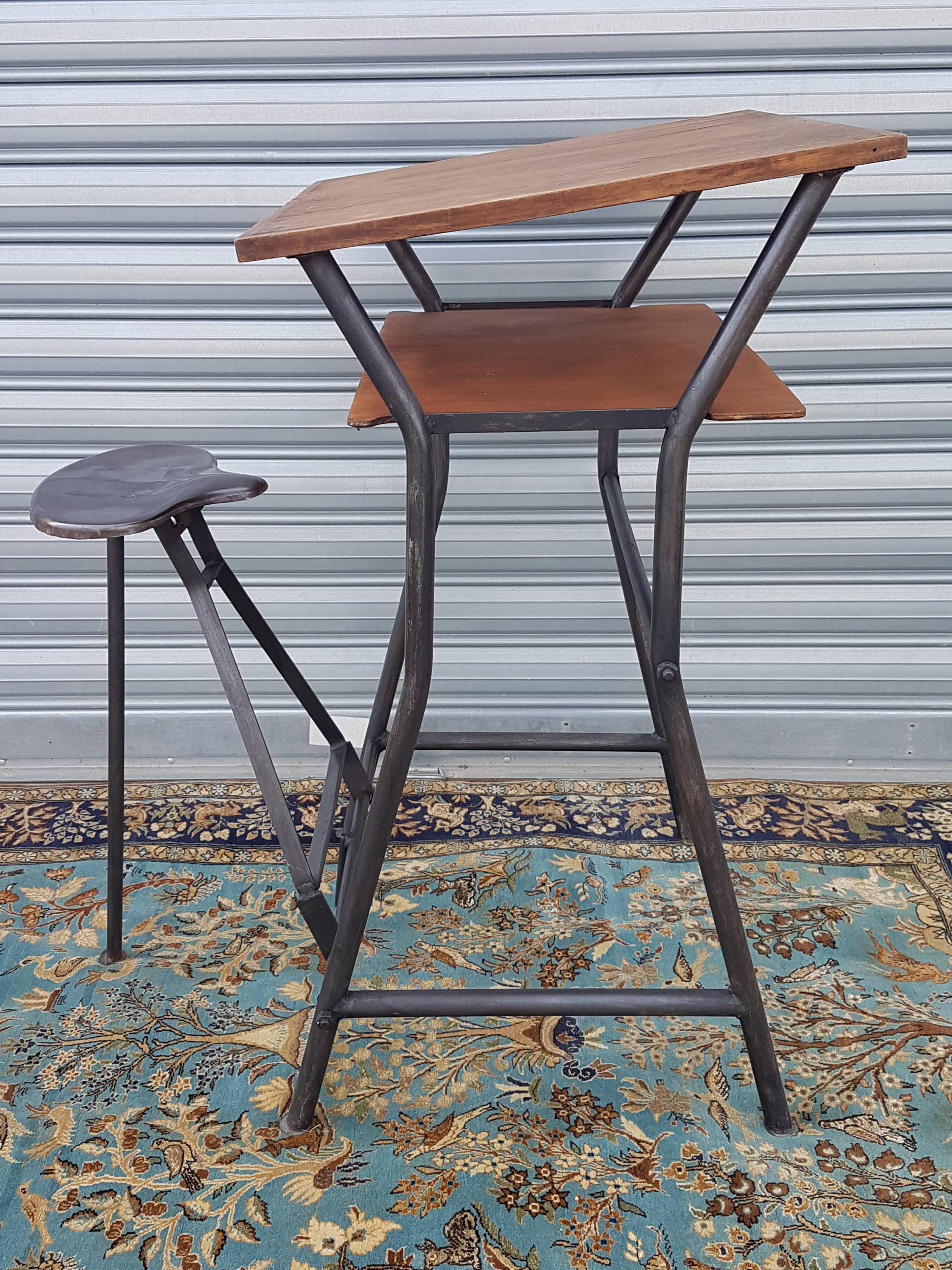 Architect's desk with integrated stool