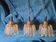 Set of 3 Doria pendant lights in amber-coloured frosted glass, 1960s
