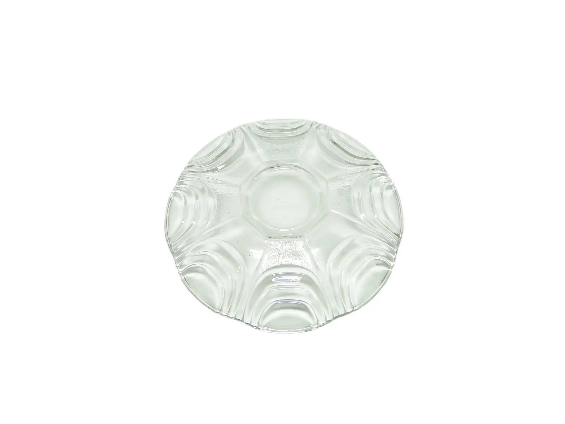 Dish, modernism, transparent glass, Huta Hortensja, Poland, 1950s