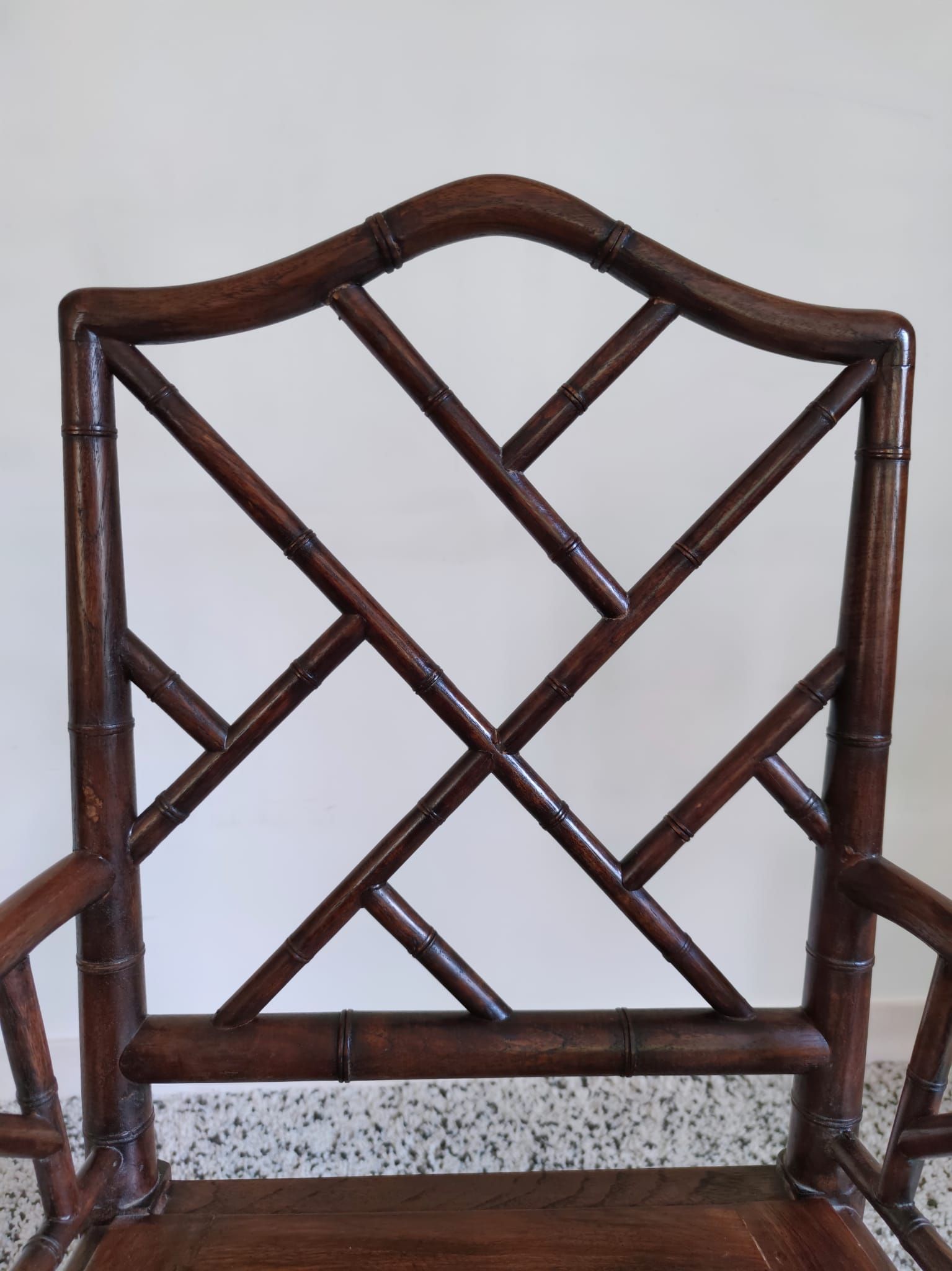 Asian canine armchair in wood in imitation of bamboo