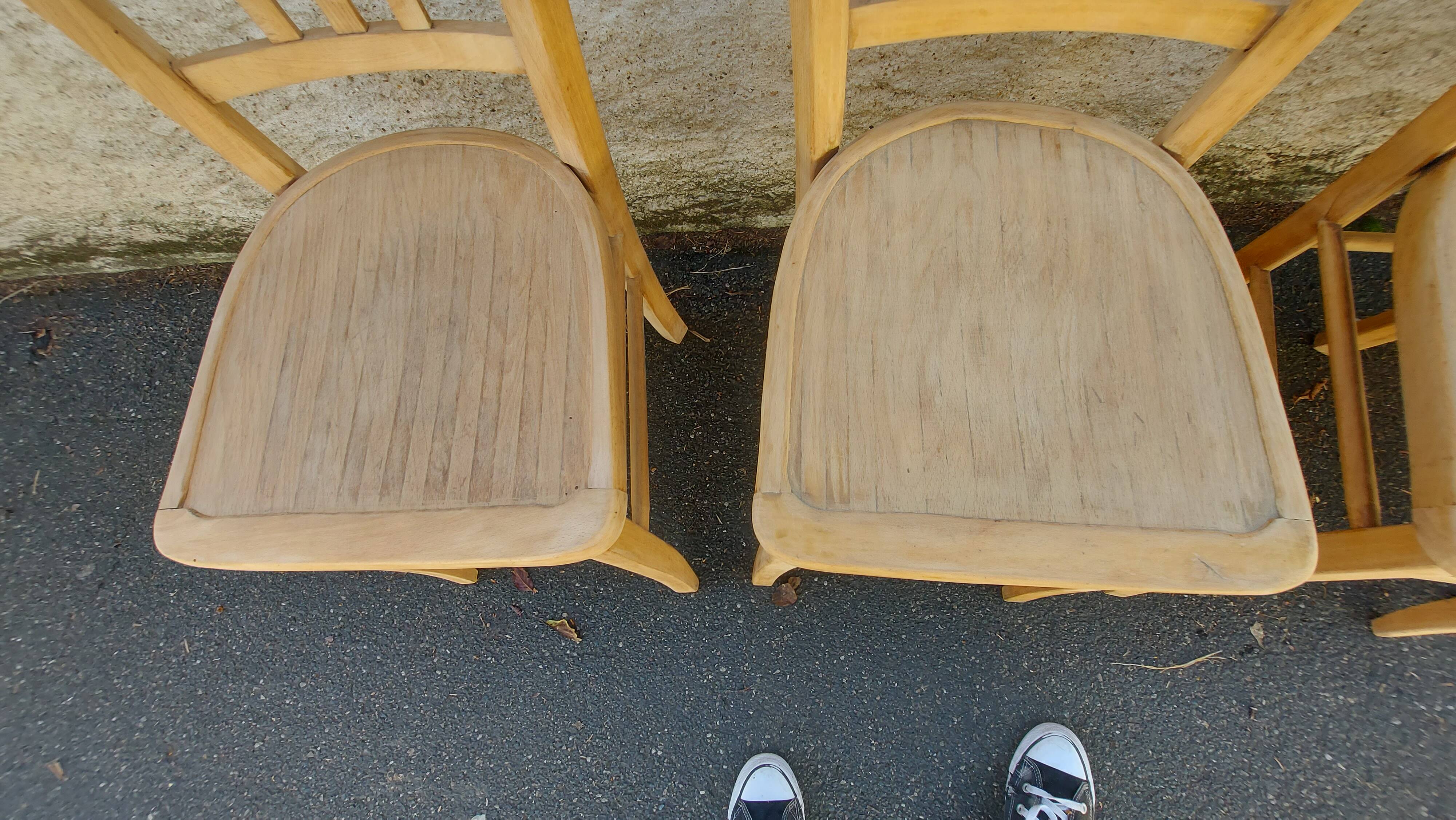 Set of 4 vintage bistro chairs, sanded, 1940/50