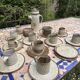 Vintage coffee and tea set in glazed stoneware from Puis potters - 15 pieces