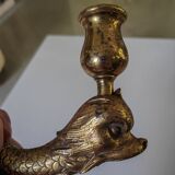 Bronze dolphin candle holder
