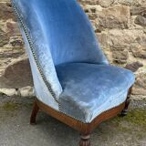 Toad armchair, blue velvet, vintage, 1950s
