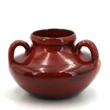 Blood red ceramic handled vase by Max Idlas, 1960s.