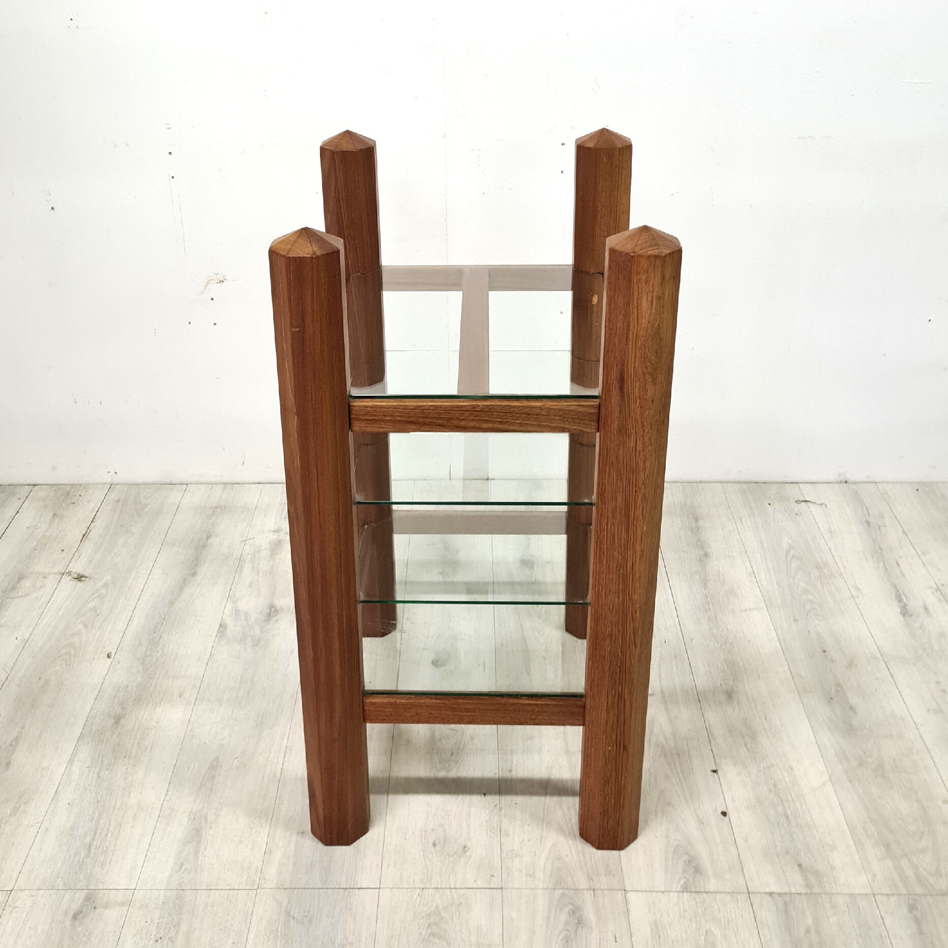 Custom made solid wood and glass hifi rack, 1970s