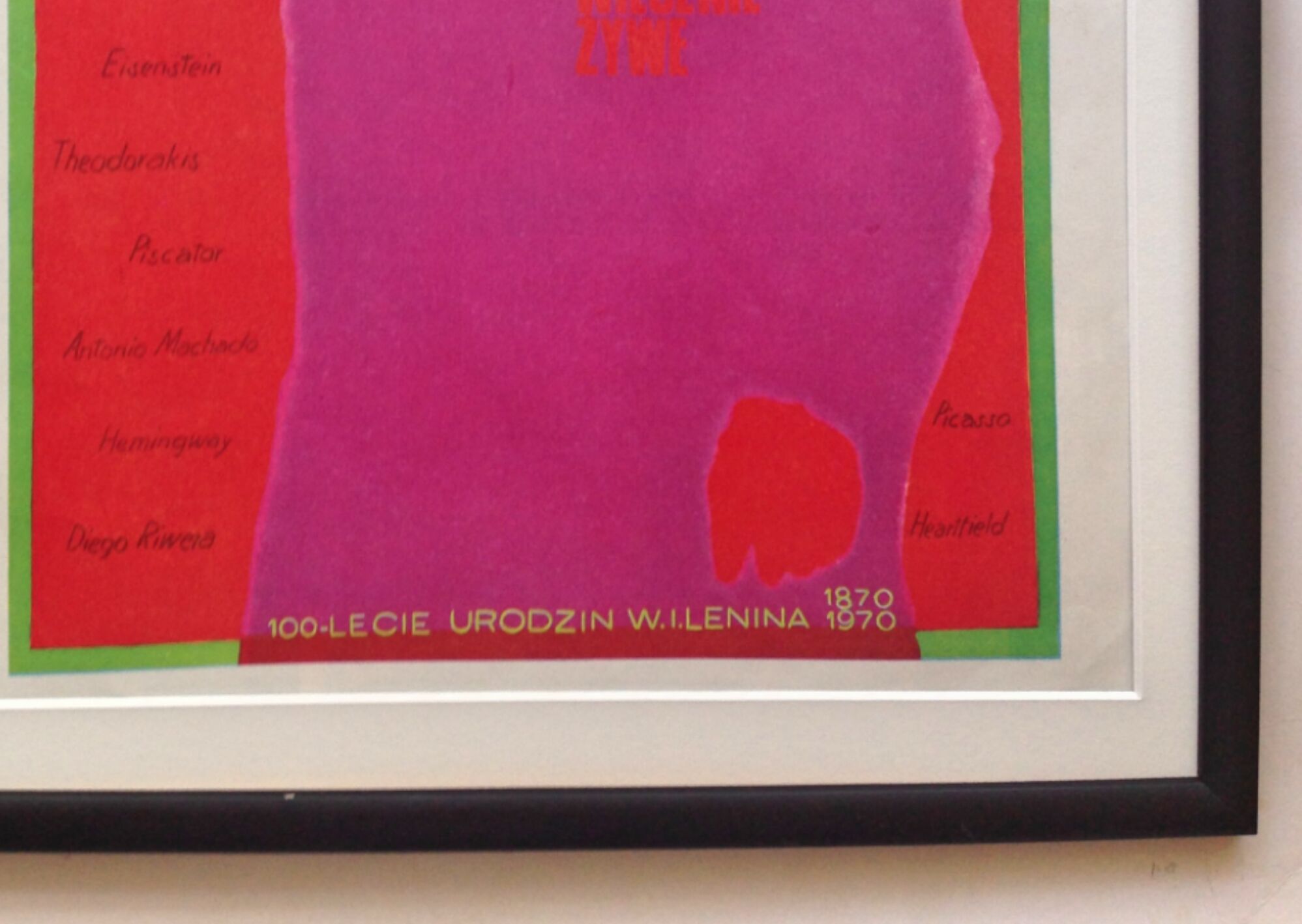 Framed Polish poster of Lenin by Polish artist Jozef Mroszczak, 1970