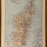 Lithograph and map on Madagascar - 1900