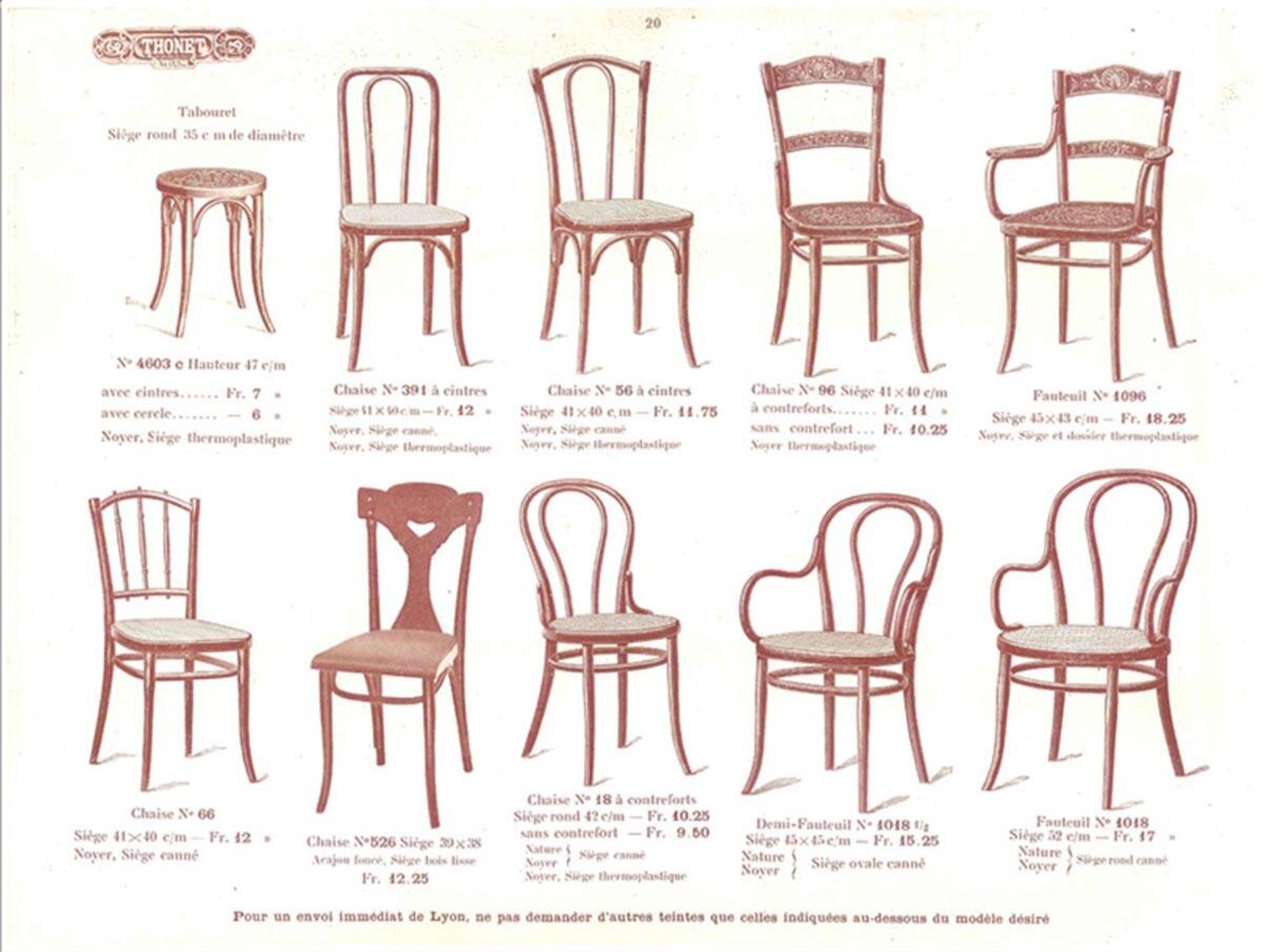 Chaises de salle à manger bistro Thonet originales, lot de 4