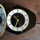 Vintage formica clock silent wall clock "Junghans golden black"