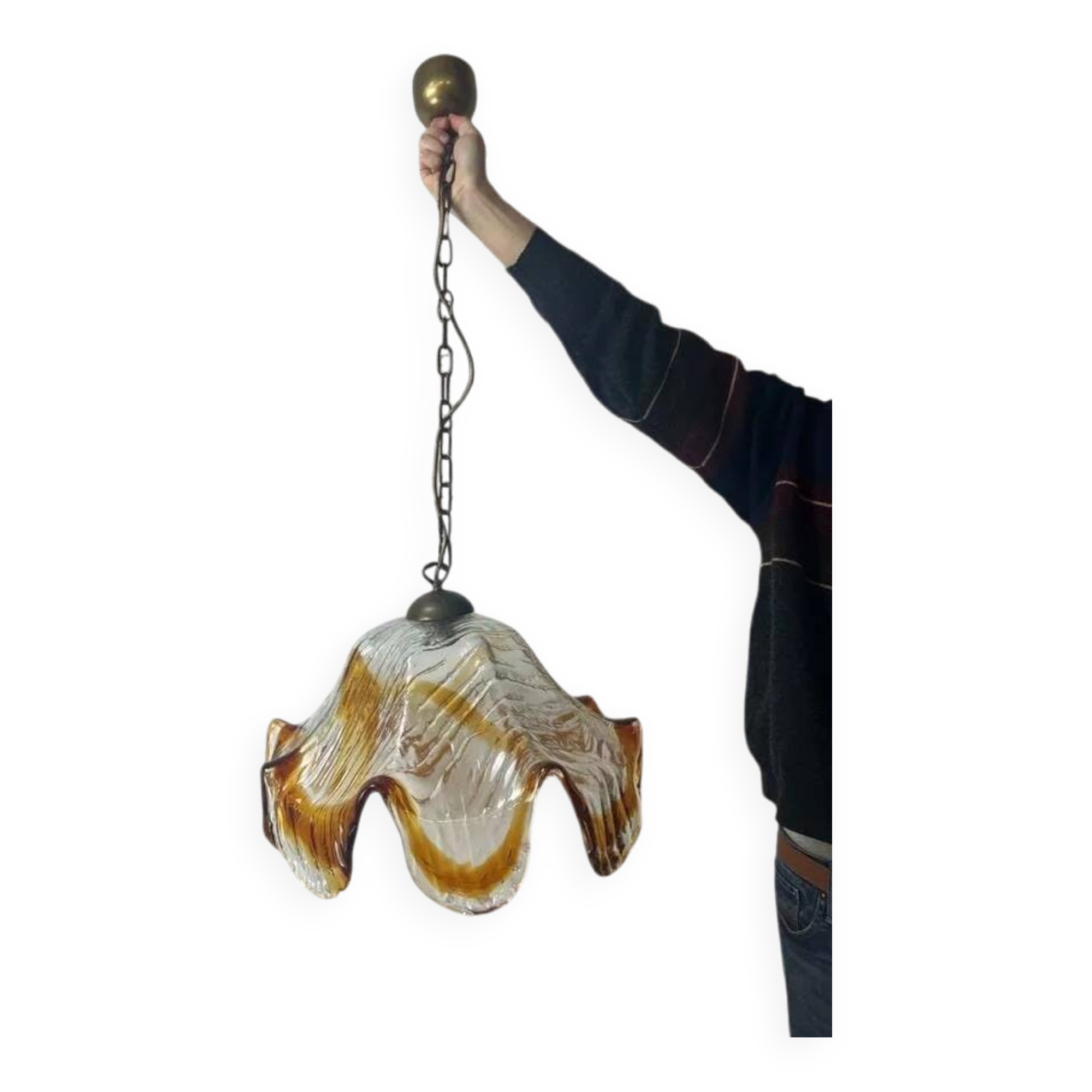 VINTAGE MURANO GLASS CHANDELIER / PENDANT LAMP FROM THE 70S