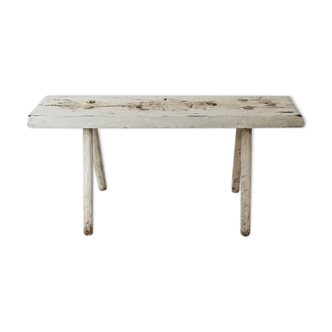 Hungary white bench stool rustic mid-century farm