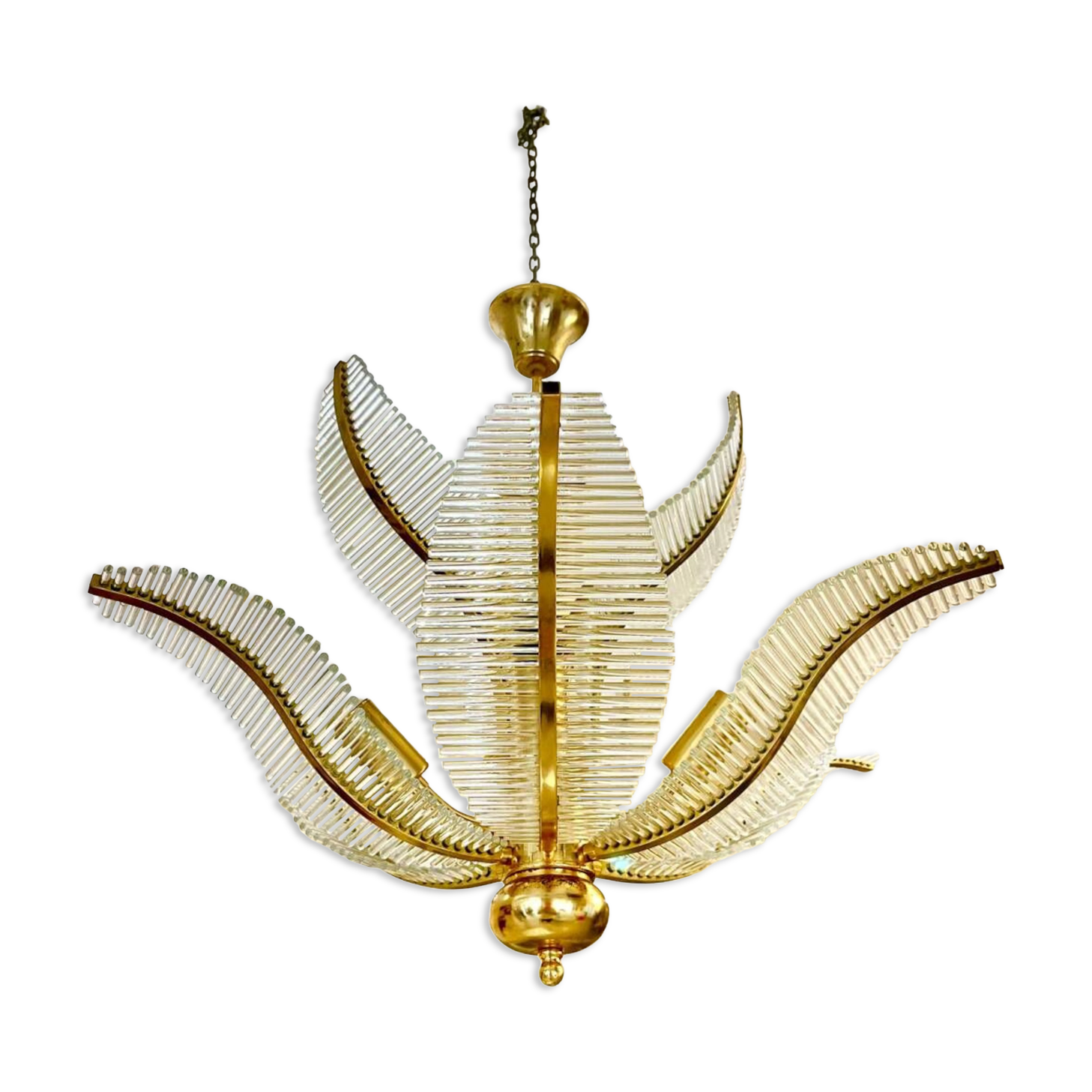 Lustre Venini Palm verre Murano , Italie 1970s