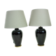 Paire de lampes vintage en céramique et laiton