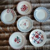 6 mismatched antique deep plates