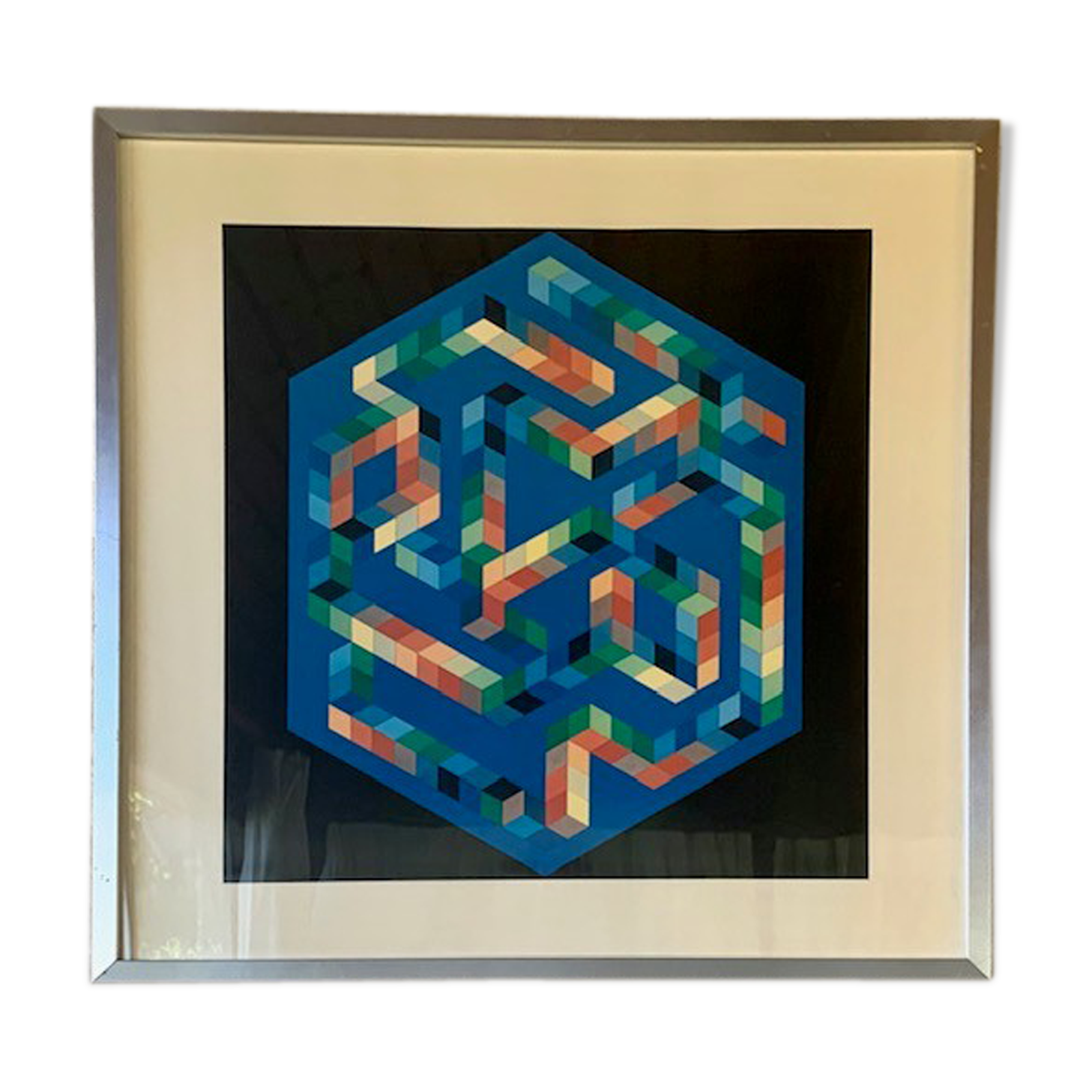 Impression vintage de Victor Vasarely Op Art vers les années 70