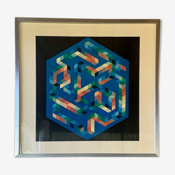 Impression vintage de Victor Vasarely Op Art vers les années 70