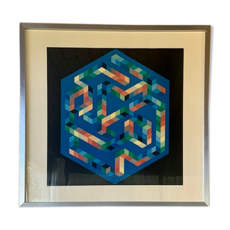 Impression vintage de Victor Vasarely Op Art vers les années 70