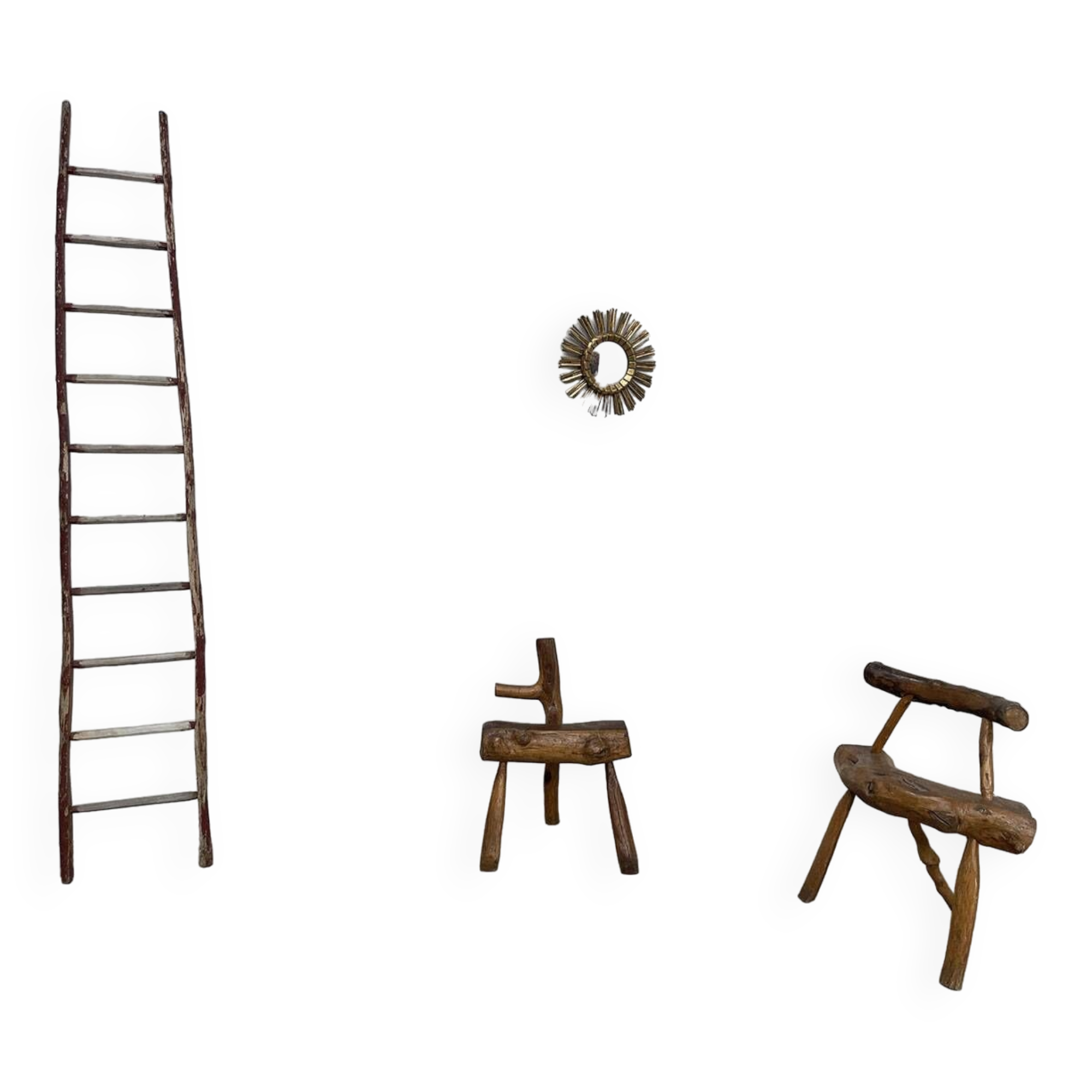 Paire de chaises en bois art populaire