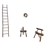 Pair of folk art wooden chairs
