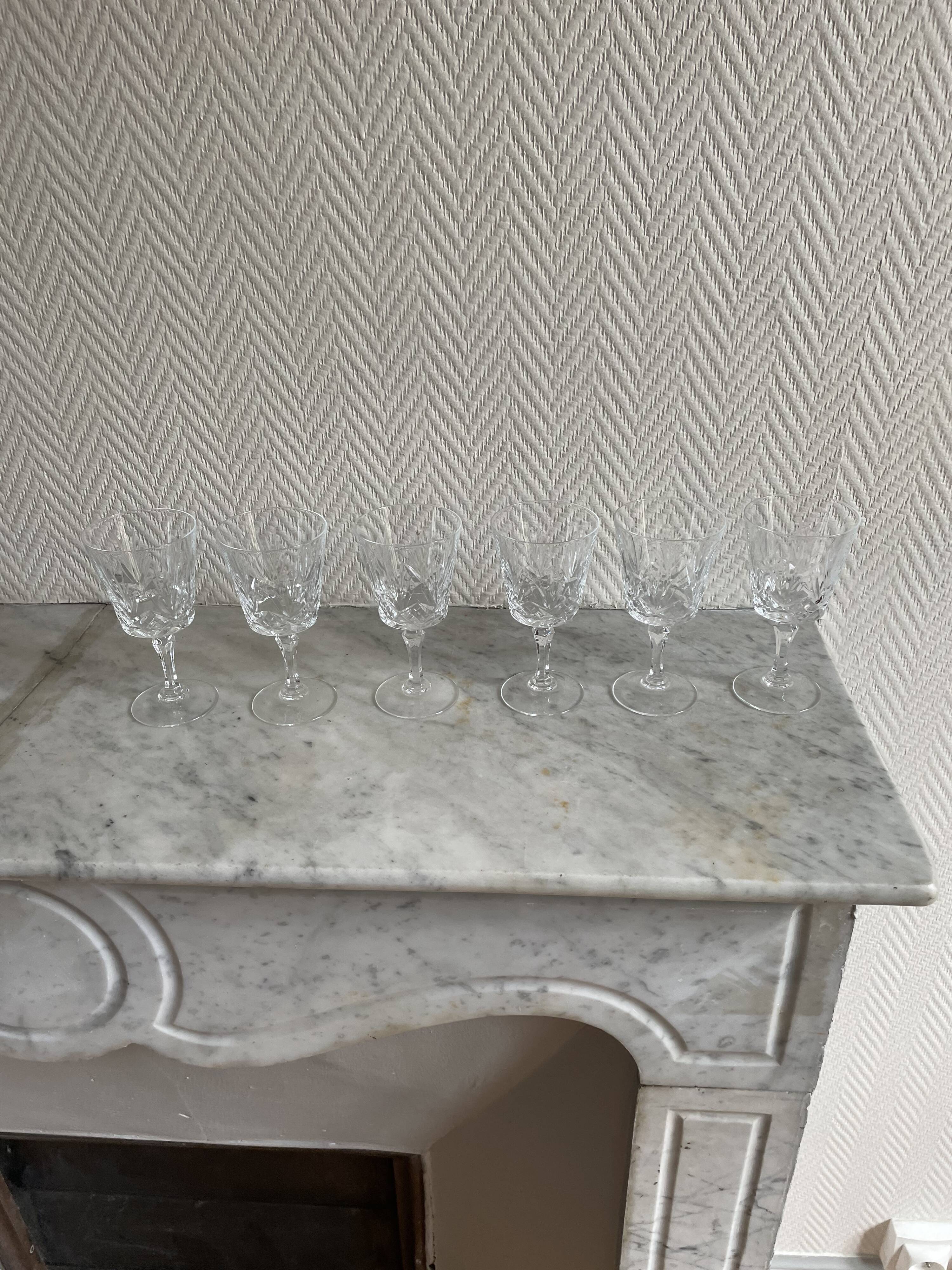 Saint Louis Camargue style palmette crystal stemmed glasses