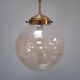Midcentury Brass and Smoked Bubble Glass Pendant by Kamenický Šenov, 1960s