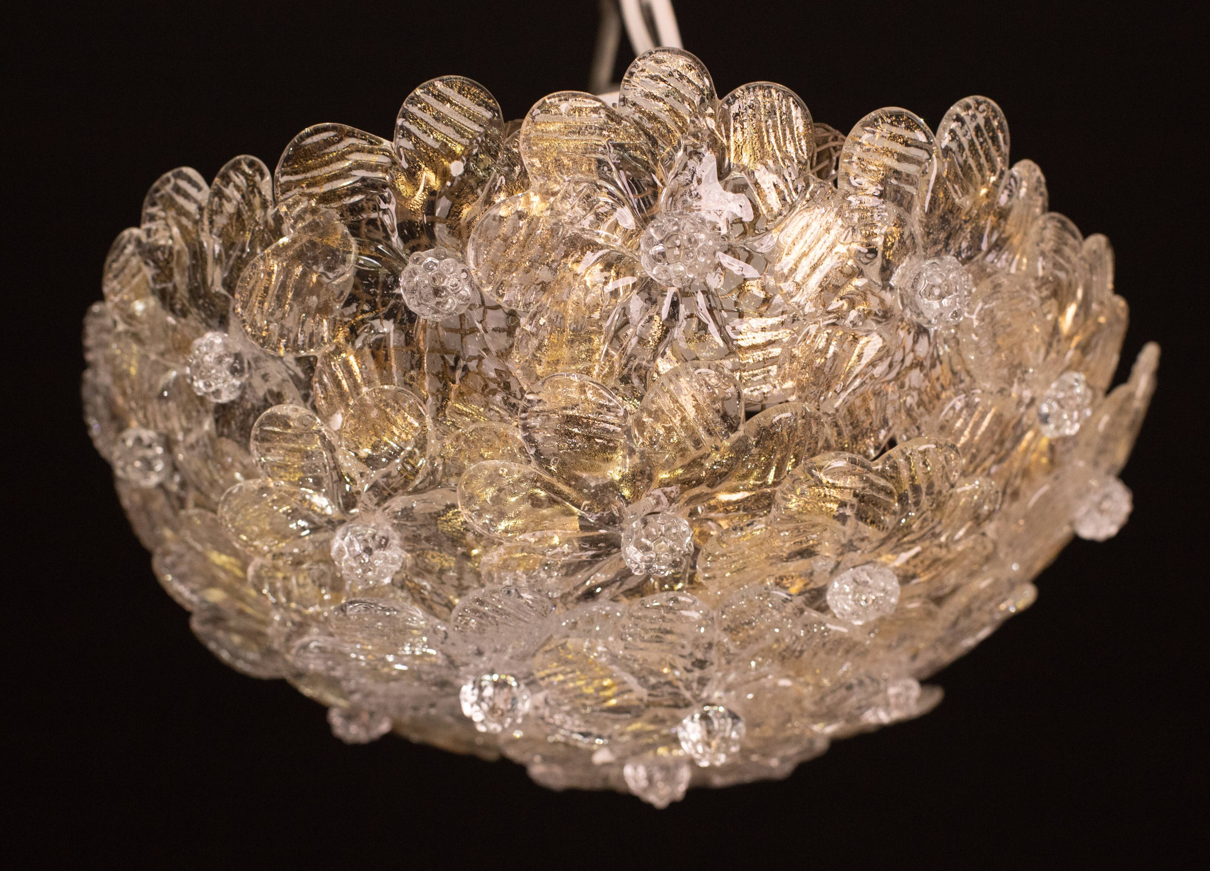 Murano Ceiling Light Flower by Seguso for Venini, Italy, 1960s