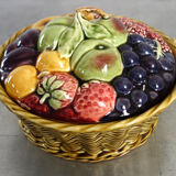 Old basket with lid fruits slurry Sarreguemines 40s