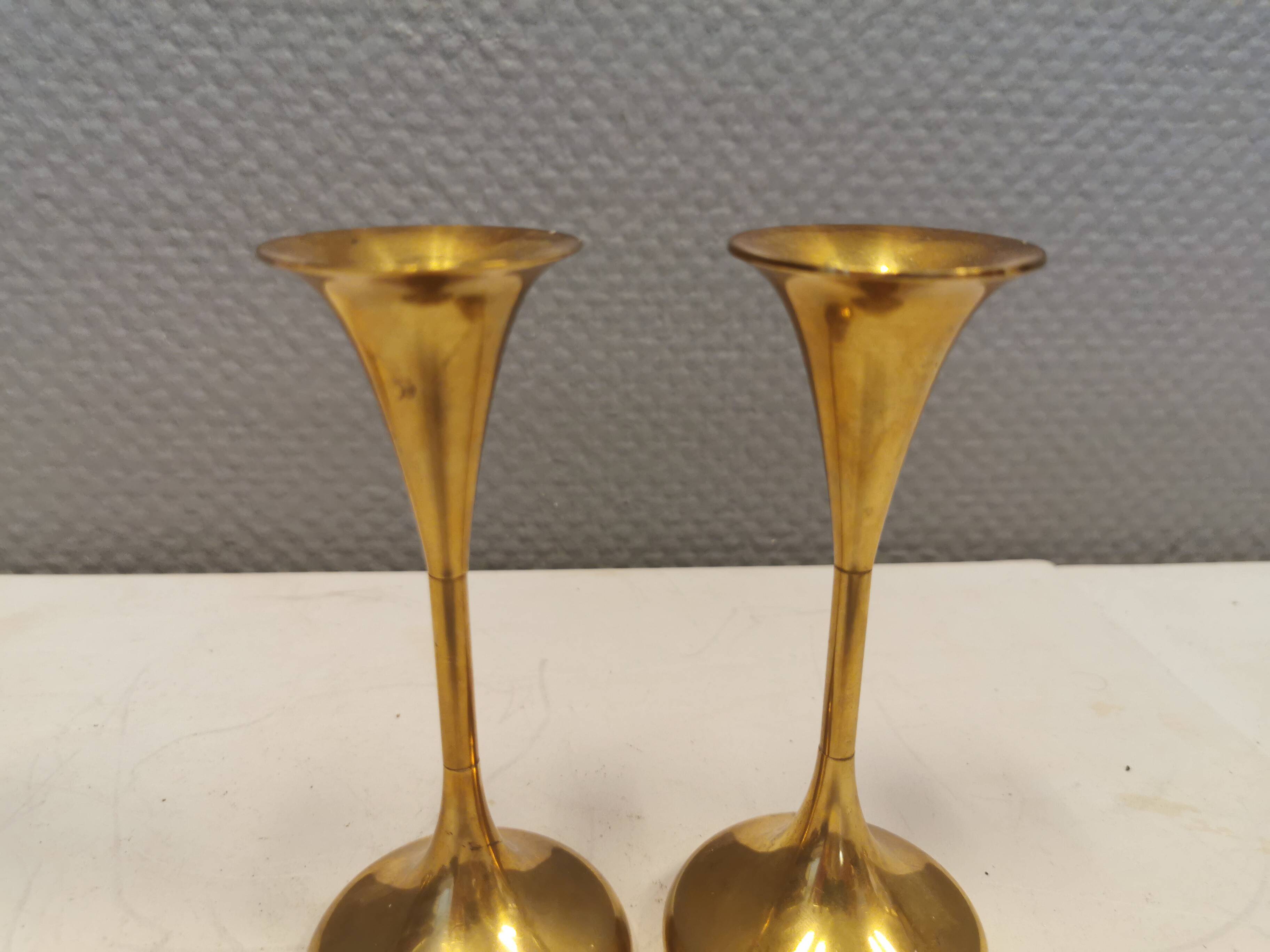 Danish designed candle holders in solid brass.