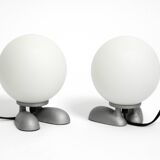 Pair of 1990s table lamps with a cast aluminum base by Sompex