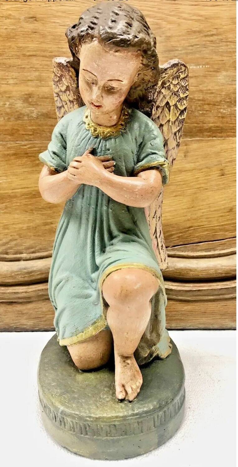 Altar angel statue 26.5 cm plaster santon church nativity scene