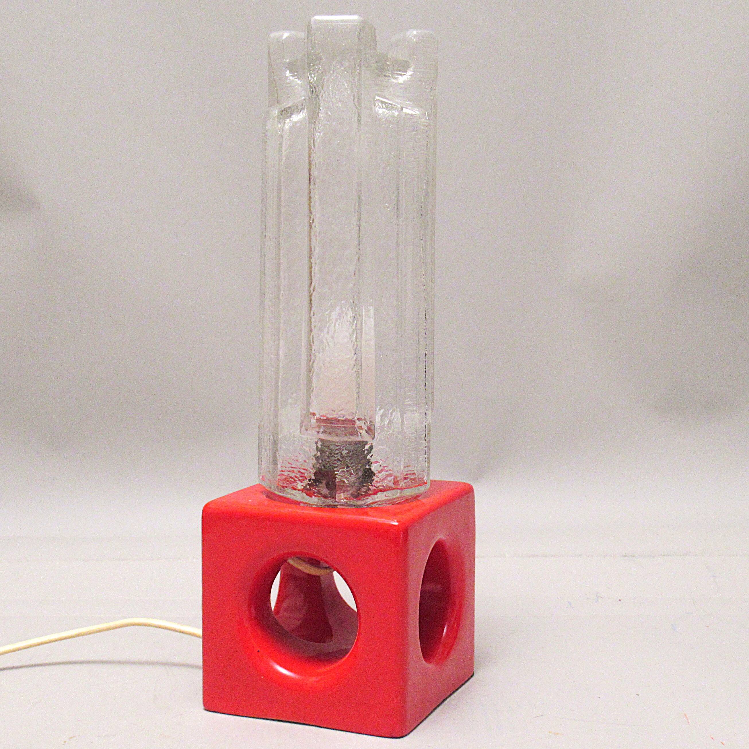 Vintage ceramic and glass lamp from the 1960s.