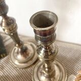 Pair of silver-plated metal candlesticks