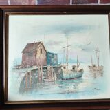 Antique oil painting by Naval A. Simpson.
