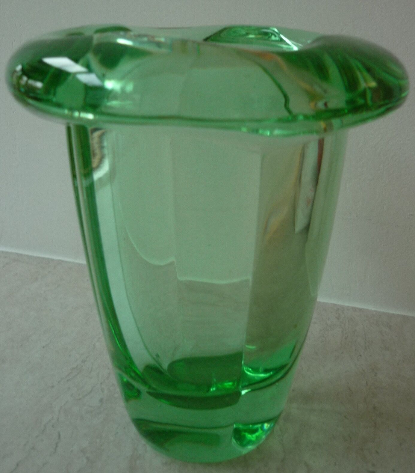 Green crystal vase from the 50s