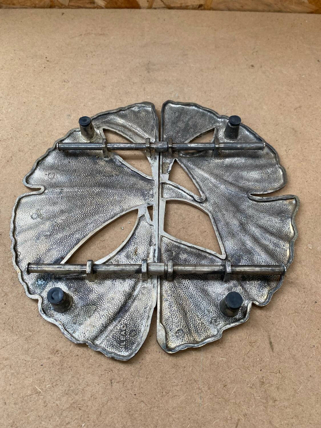 Old silea silver metal extendable vintage trivet