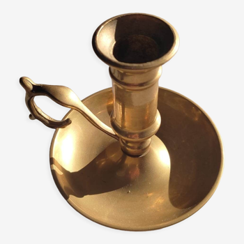 Brass table candle holder with candle push system