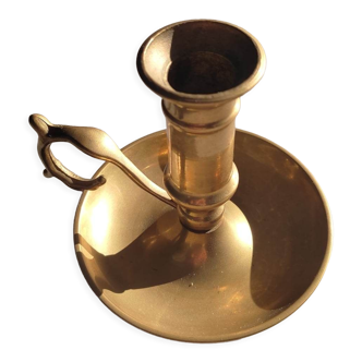 Brass table candle holder with candle push system