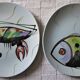 Six Pornic plates with fish and crayfish