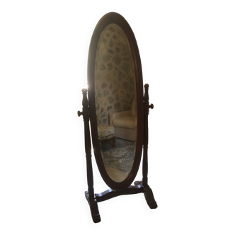 Swivel wooden mirror on stand
